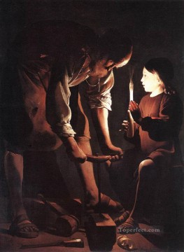 カーペンターズのキリスト ショップの宗教的なキャンドルライト ジョルジュ・ド・ラ・トゥール Oil Paintings